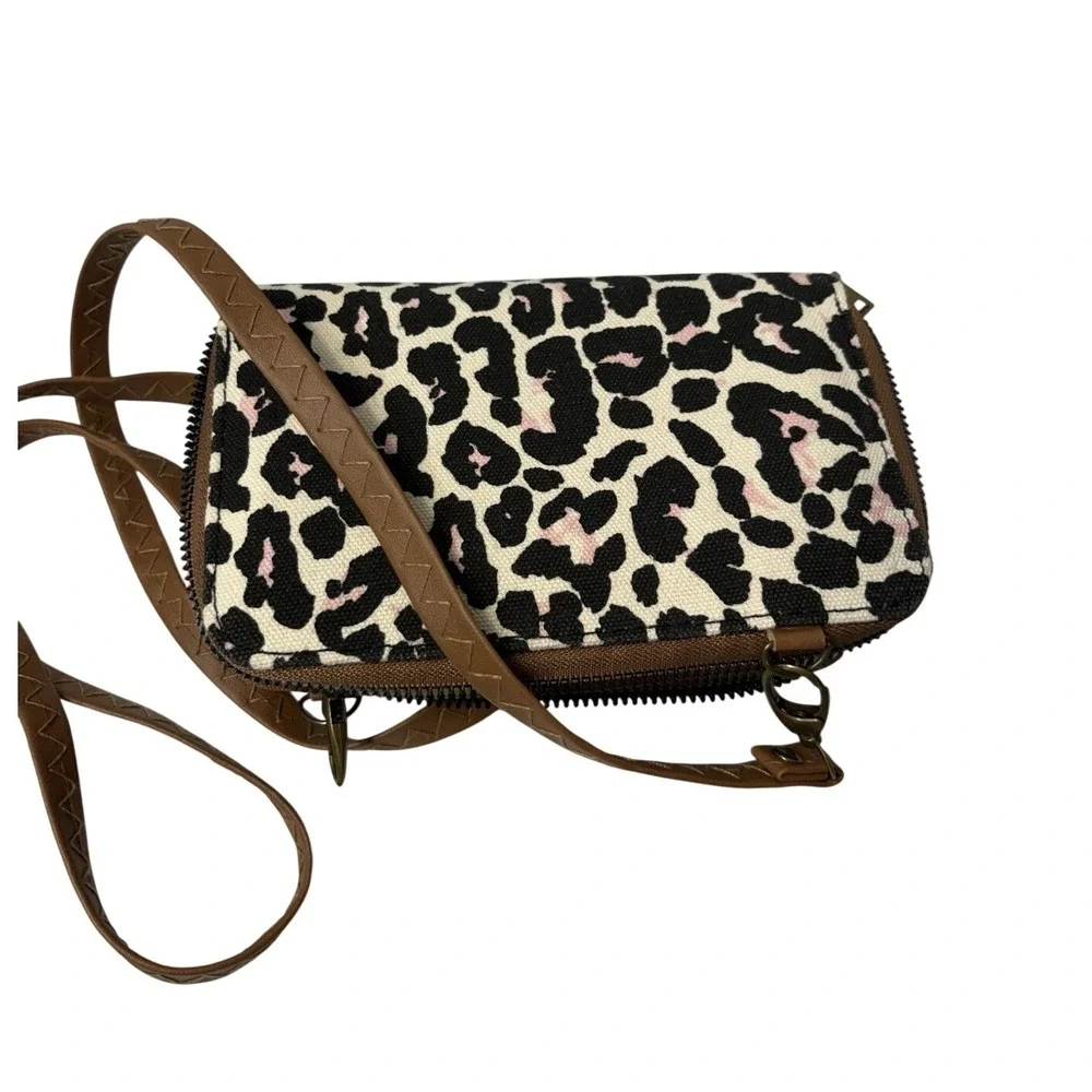 Aeropostale Leopard Print Wallet On String‎ Wristlet Crossbody 3In1 Y2K Coquette